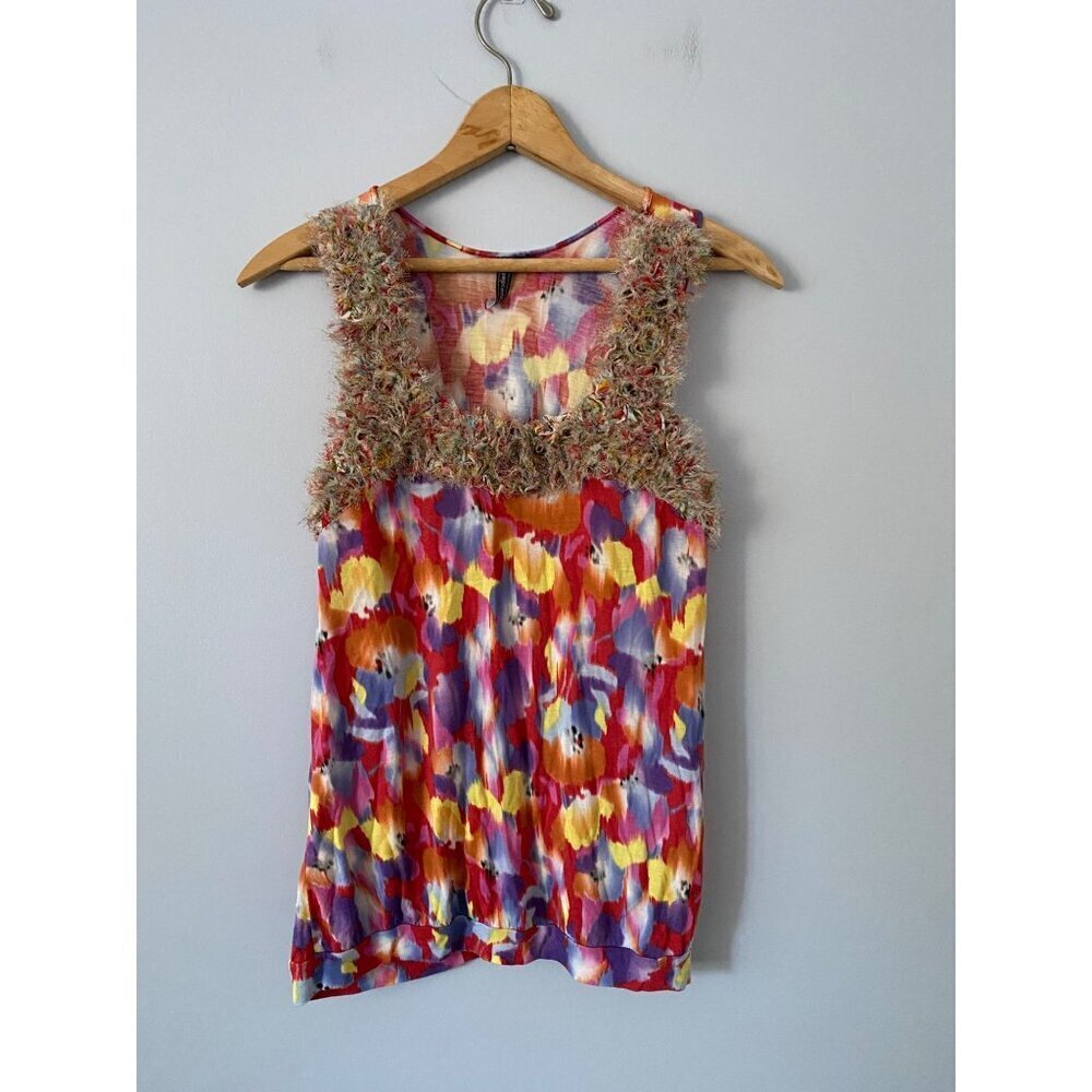 One September Anthropologie Size Small Sleeveless Top with Fringe Detail